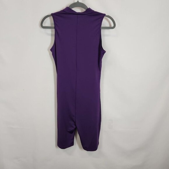 Daisy Zip Front Mock Neck‎ Romper - Purple - Size Medium - Picture 6 of 8